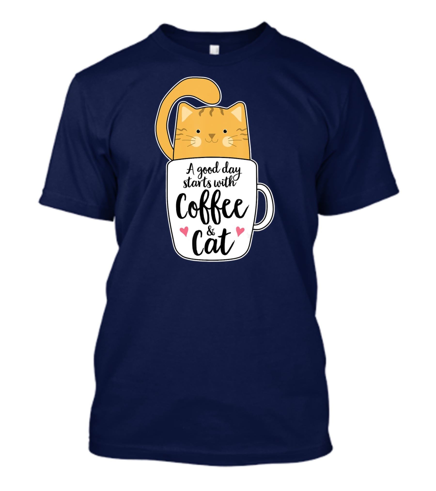 Funny Orange Cat A Good Day Starts With Coffee And Cat T-Shirt