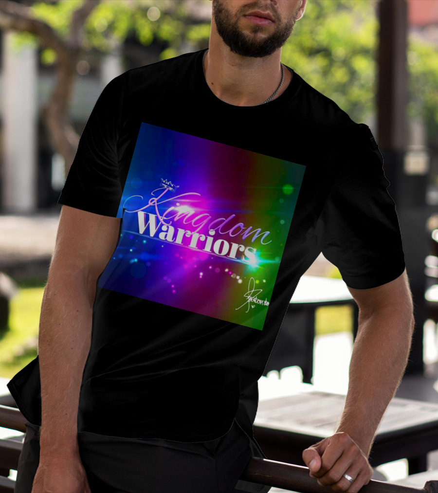 Kingdom Warriors With Crown And Signature In Vibrant Multicolor Light Burst T-Shirt