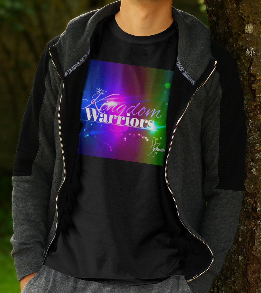 Kingdom Warriors With Crown And Signature In Vibrant Multicolor Light Burst T-Shirt