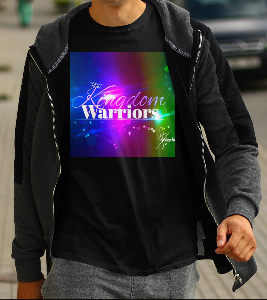 Kingdom Warriors With Crown And Signature In Vibrant Multicolor Light Burst T-Shirt