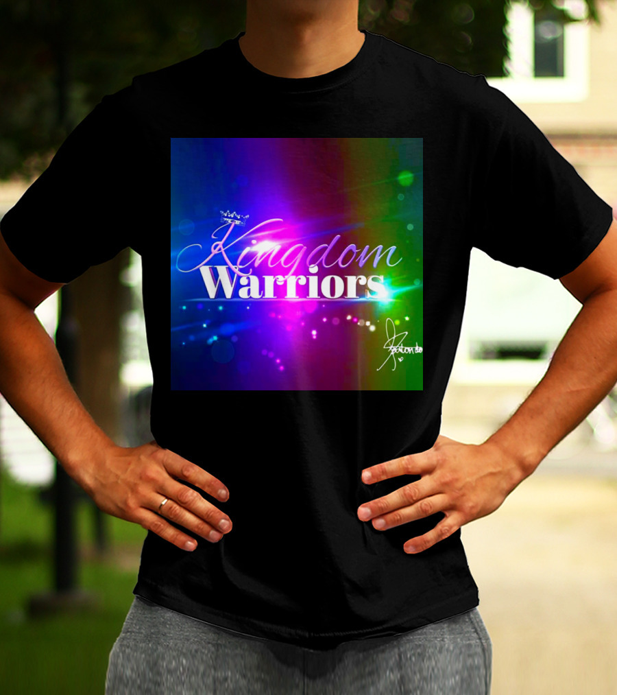 Kingdom Warriors With Crown And Signature In Vibrant Multicolor Light Burst T-Shirt