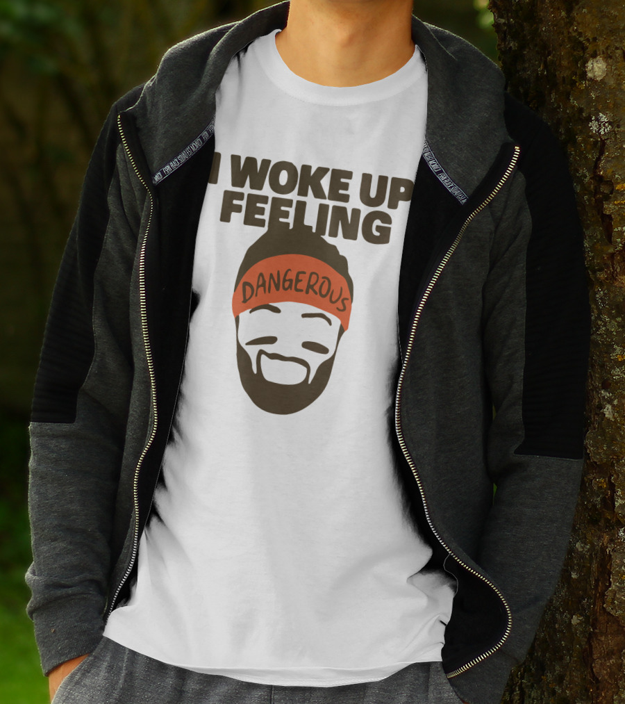 I Woke Up Feeling Dangerous Funny Football Phrase With Bearded Headband T-Shirt