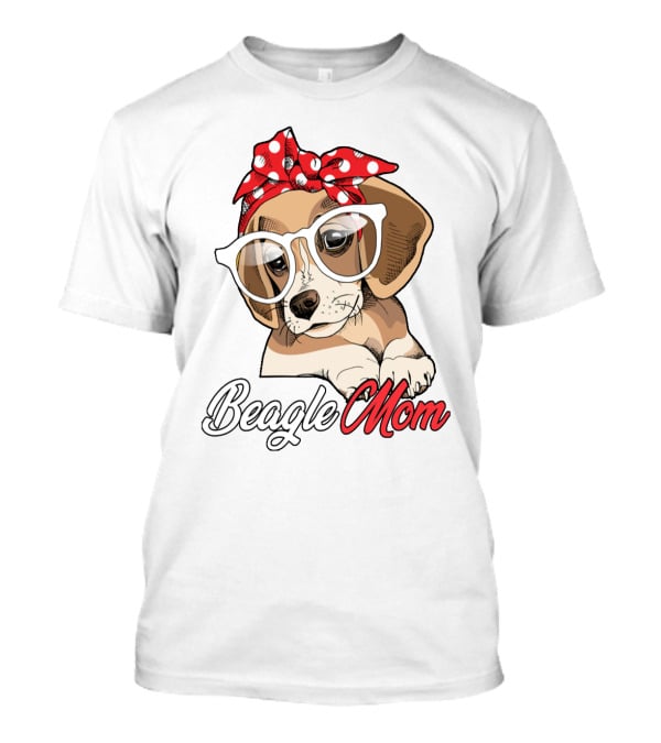 Beagle Mom Cute Beagle Dog With Glasses And Red Polka Dot Bandana T-Shirt