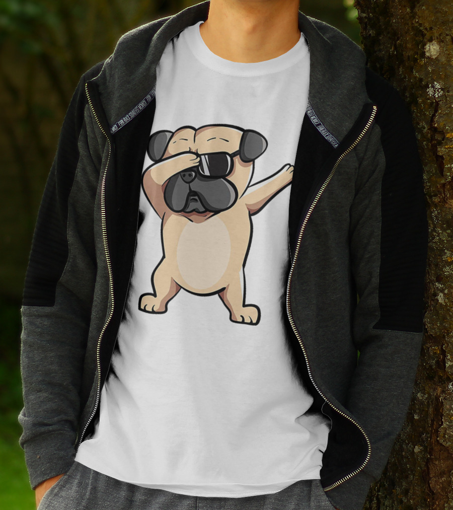 Cool Dabbing Pug With Sunglasses Cute Funny Dog Dab AZP T-Shirt
