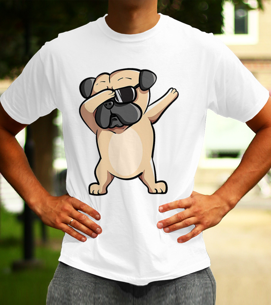 Cool Dabbing Pug With Sunglasses Cute Funny Dog Dab AZP T-Shirt