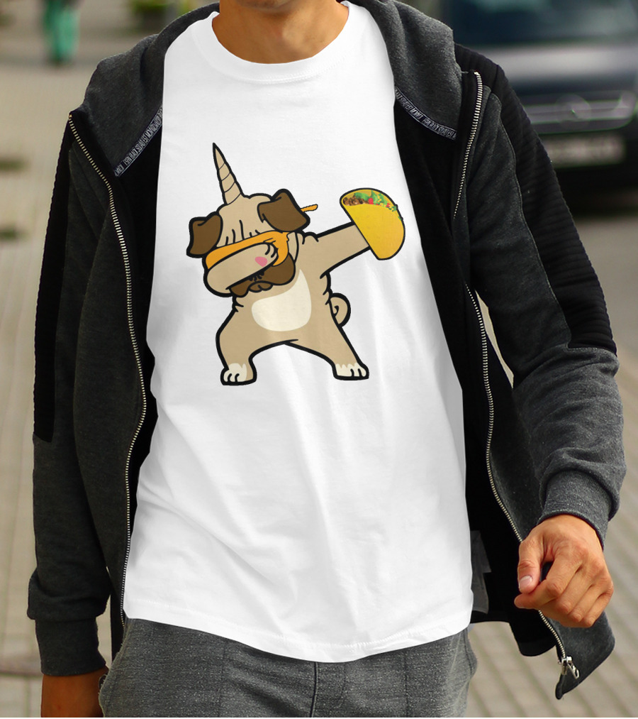 Dabbing Pugicorn With Taco Mexican Style Fun T-Shirt