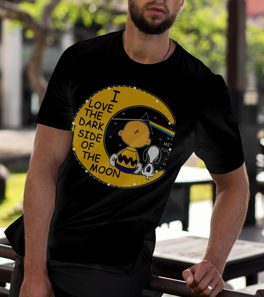 I Love The Dark Side Of The Moon Charlie Brown Snoopy Rainbow Prism Moon T-Shirt