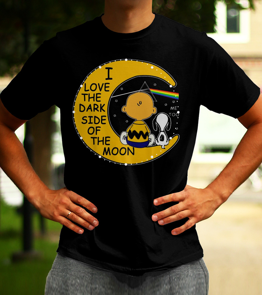 I Love The Dark Side Of The Moon Charlie Brown Snoopy Rainbow Prism Moon T-Shirt