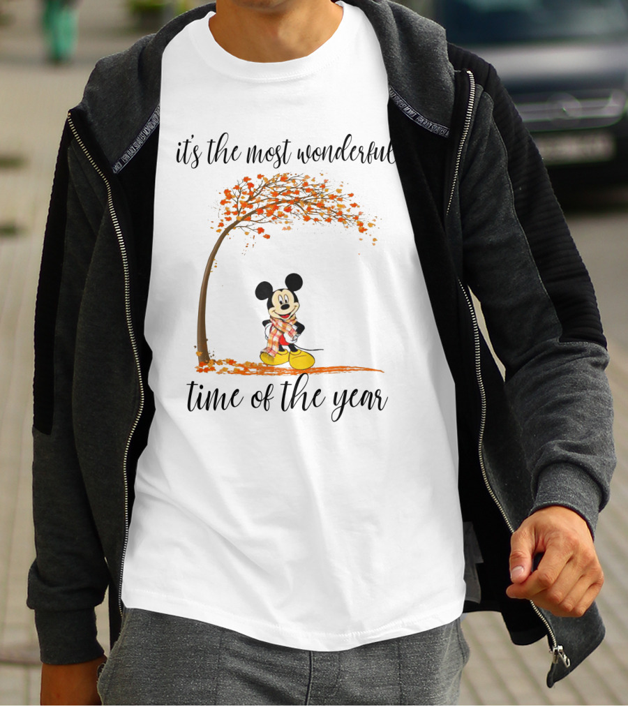 Disney Mickey It's The Most Wonderful Time Of The Year Autumn Tree T-Shirt
