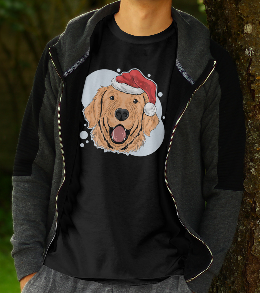 Christmas Dog Santa Claus Hat T-Shirt