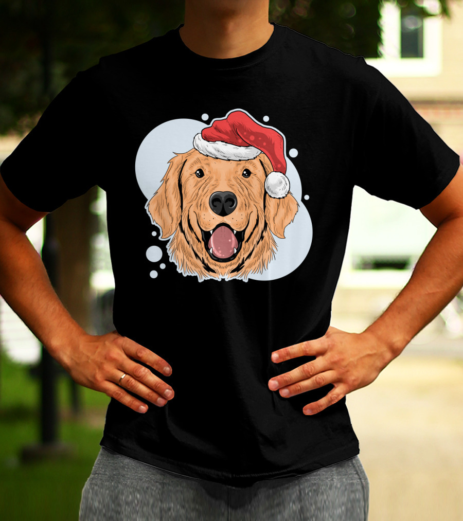 Christmas Dog Santa Claus Hat T-Shirt