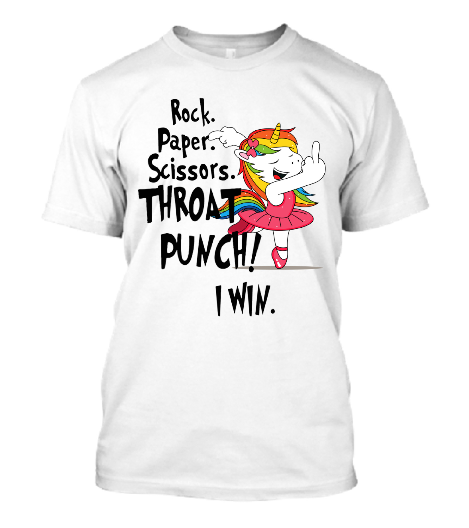 Unicorn Ballet Rock Paper Scissors Throat Punch I Win T-Shirt