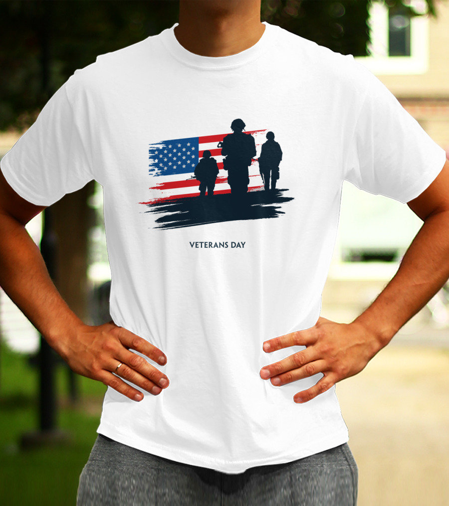 Veterans Day USA Flag With Soldier T-Shirt