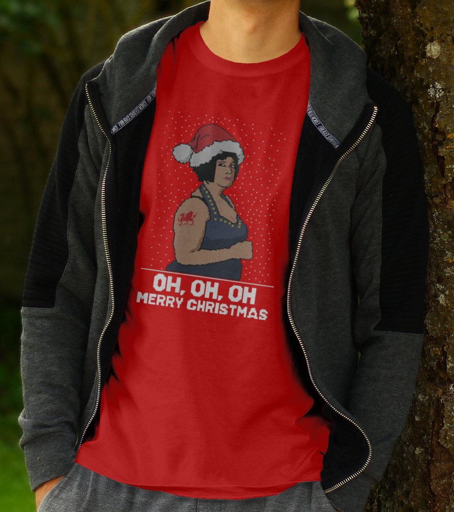 Oh Oh Oh Merry Christmas Santa Hat Tattoo T-Shirt