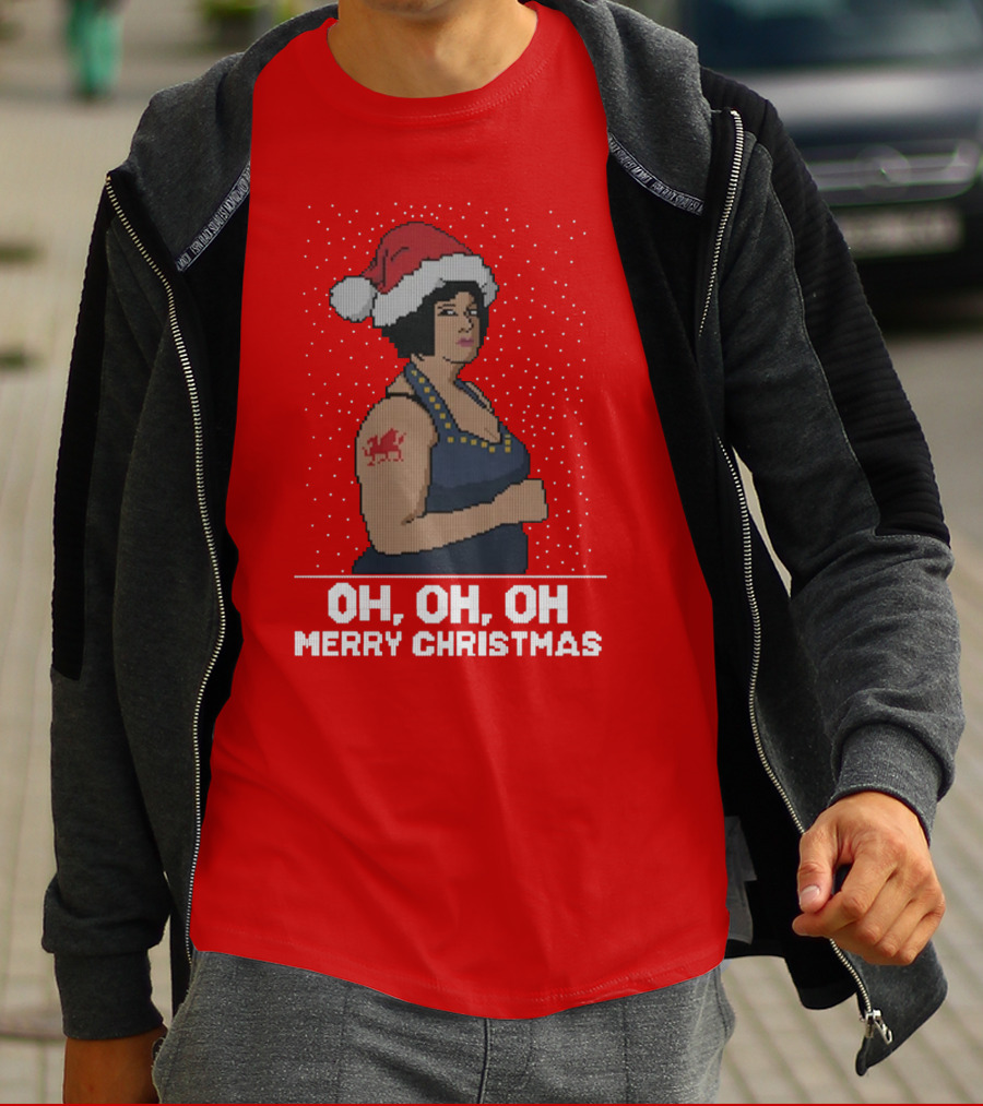 Oh Oh Oh Merry Christmas Santa Hat Tattoo T-Shirt