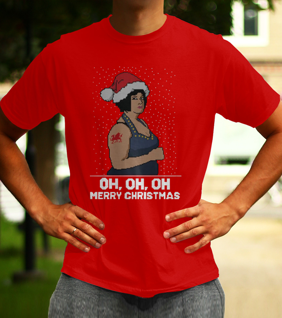 Oh Oh Oh Merry Christmas Santa Hat Tattoo T-Shirt