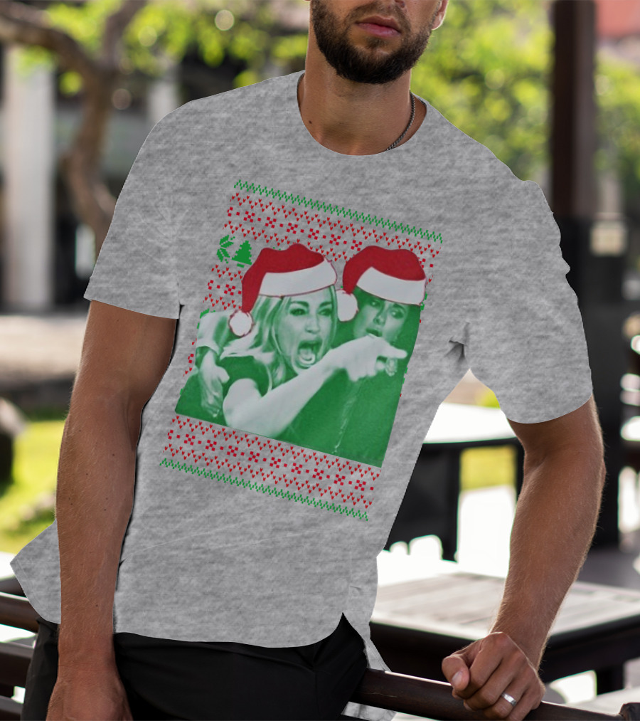 Woman Yelling At Cat Meme Christmas Santa Hats Raglan T-Shirt