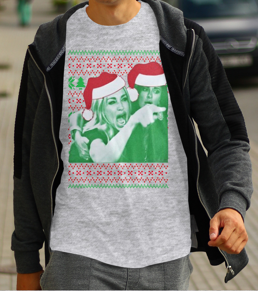 Woman Yelling At Cat Meme Christmas Santa Hats Raglan T-Shirt