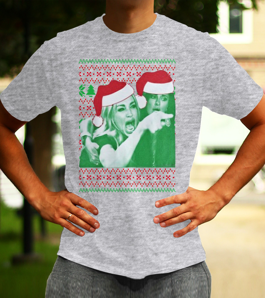 Woman Yelling At Cat Meme Christmas Santa Hats Raglan T-Shirt