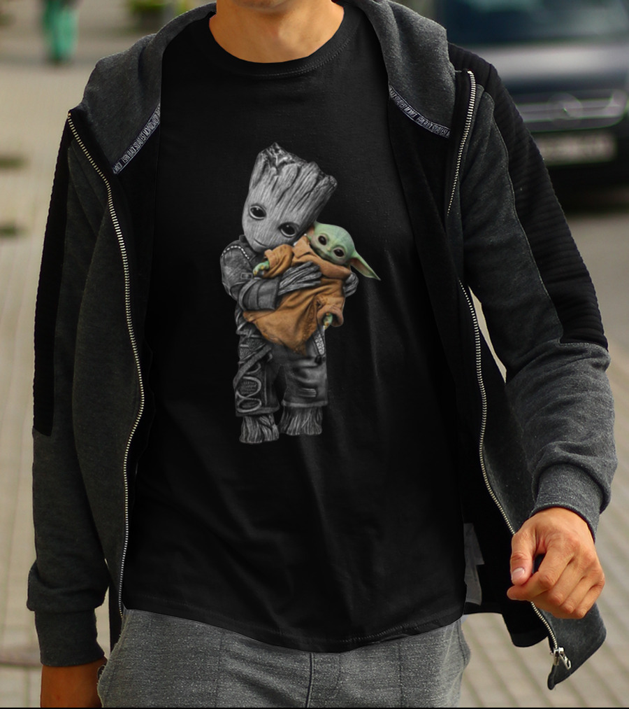 Baby Groot Holding The Child Grogu T-Shirt