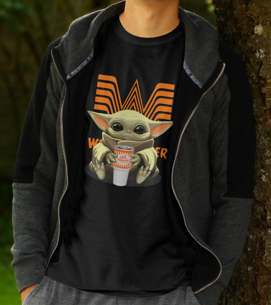 Baby Yoda Holding Whataburger Cup With Iconic Whataburger T-Shirt