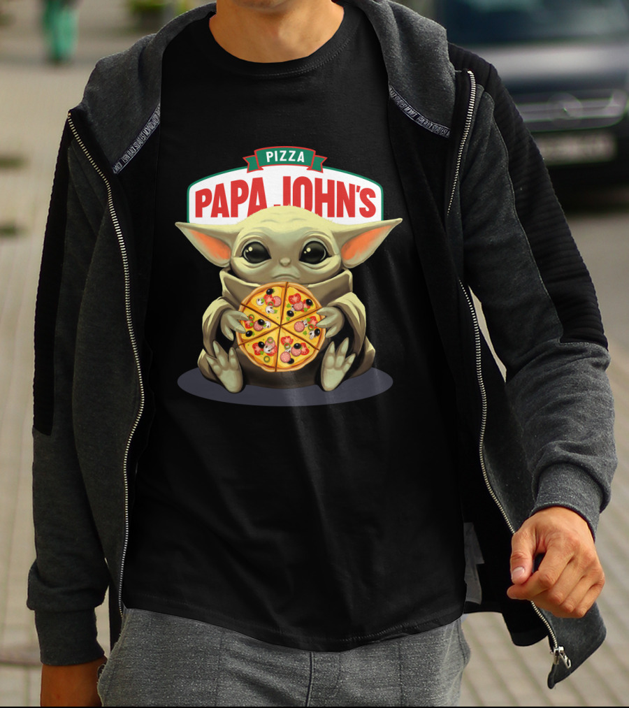 Baby Yoda Holding Papa John's Pizza T-Shirt