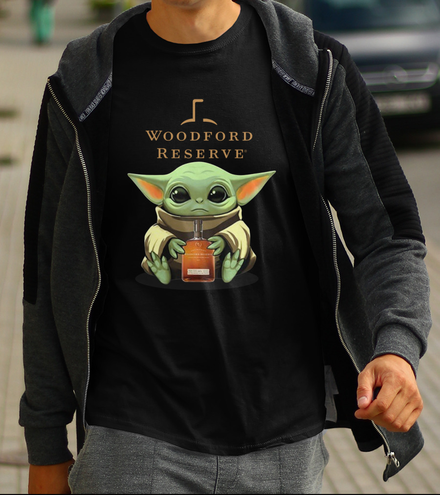 Baby Yoda Holding Woodford Reserve Bourbon T-Shirt