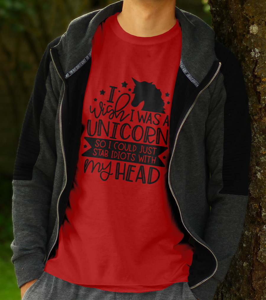 I Wish I Was A Unicorn So I Could Just Stab Idiots With My Head Stars T-Shirt