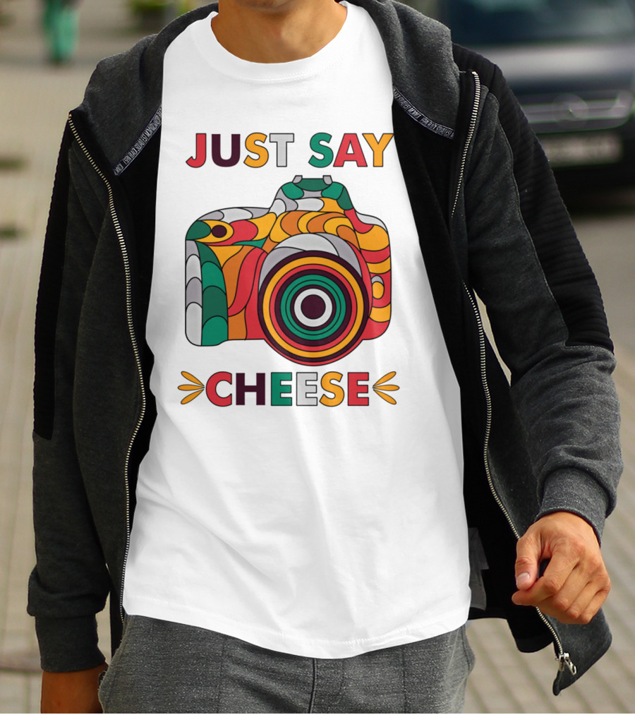 Just Say Cheese Colorful Camera T-Shirt