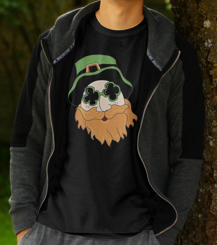 Green Hat Lucky Shamrock Beard T-Shirt