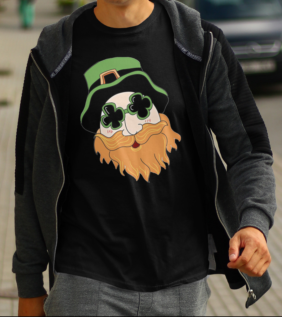 Green Hat Lucky Shamrock Beard T-Shirt