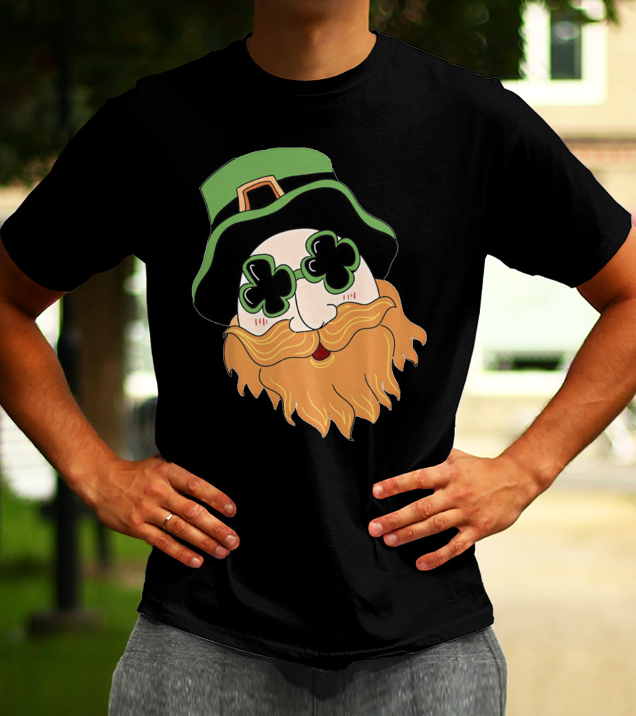 Green Hat Lucky Shamrock Beard T-Shirt