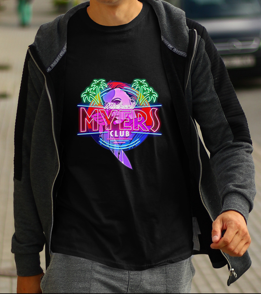 Michael Myers Club Neon Palm Retro Knife T-Shirt