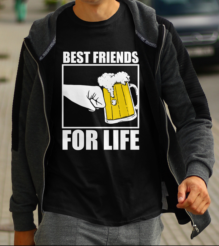 Best Friends For Life Beer Mug Fist Bump T-Shirt