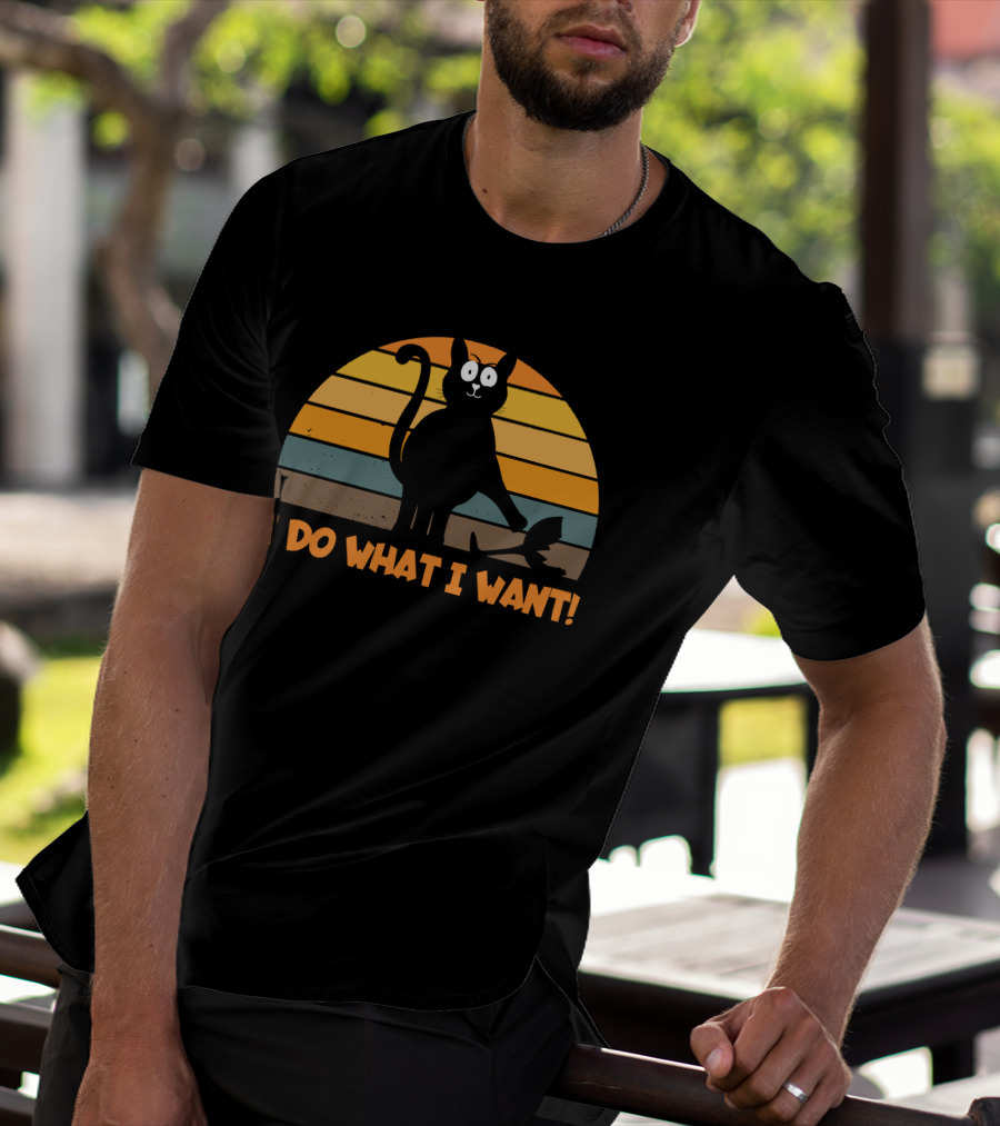 Naughty Cat Retro Sunset I Do What I Want T-Shirt