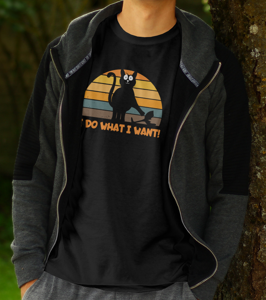 Naughty Cat Retro Sunset I Do What I Want T-Shirt