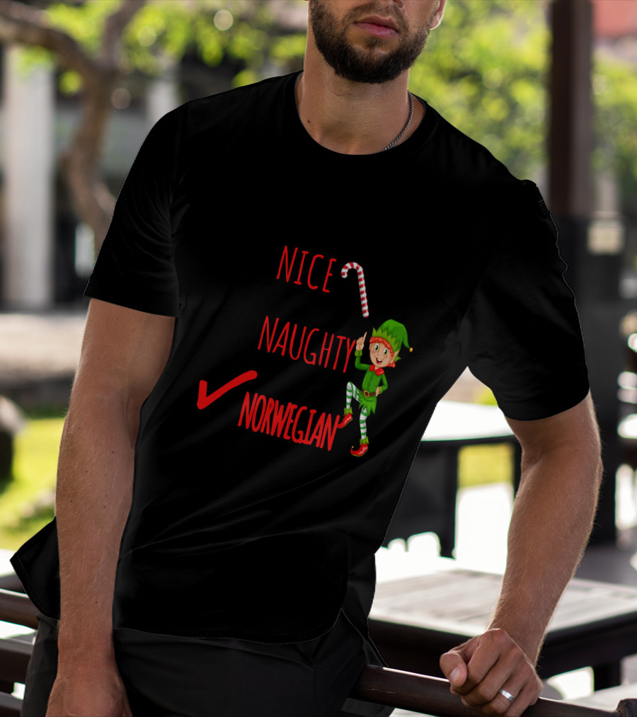 Nice Naughty Norwegian Elf Christmas Checklist T-Shirt