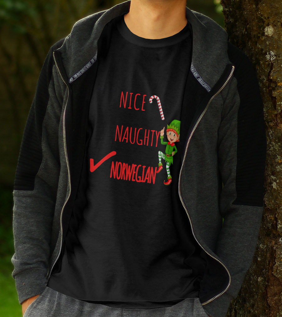 Nice Naughty Norwegian Elf Christmas Checklist T-Shirt