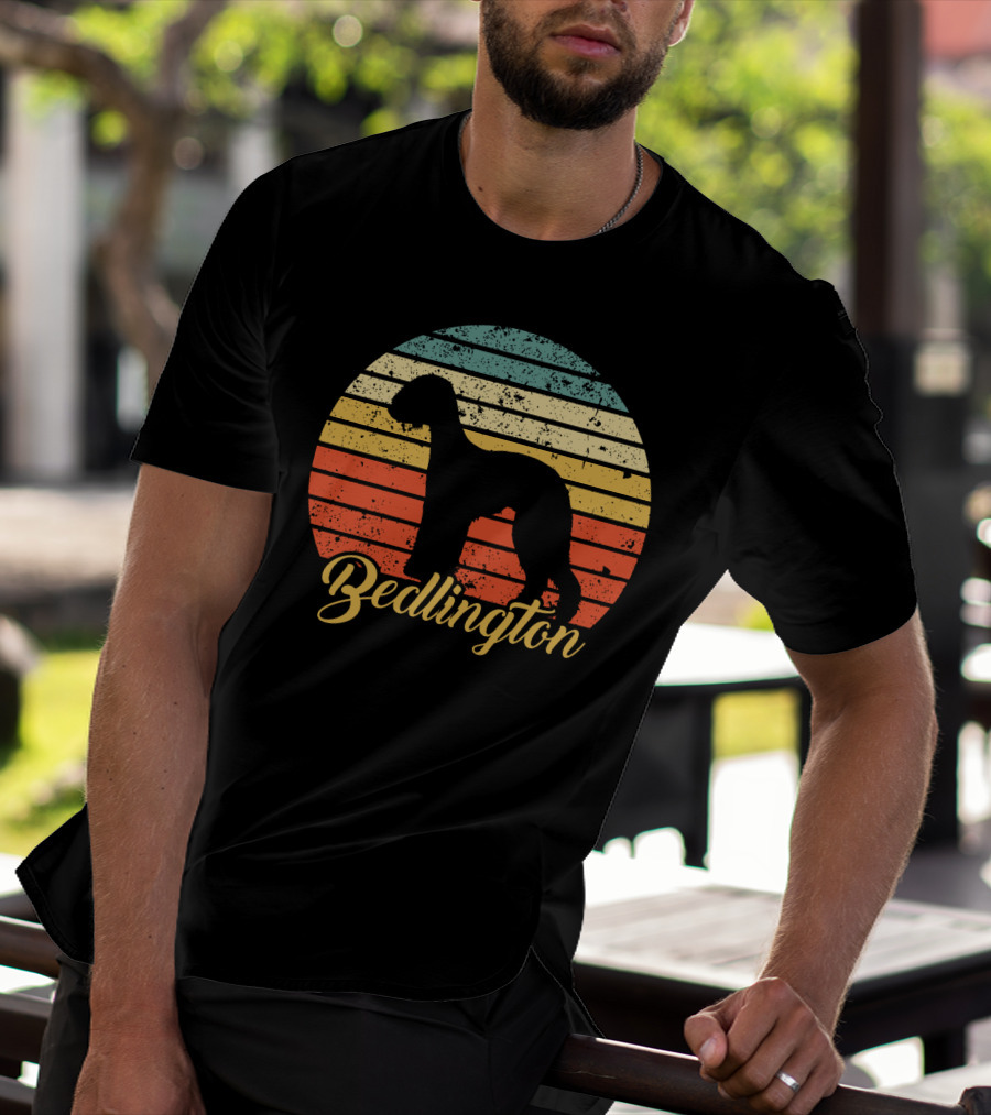 Retro Vintage Bedlington Silhouette Sunset T-Shirt