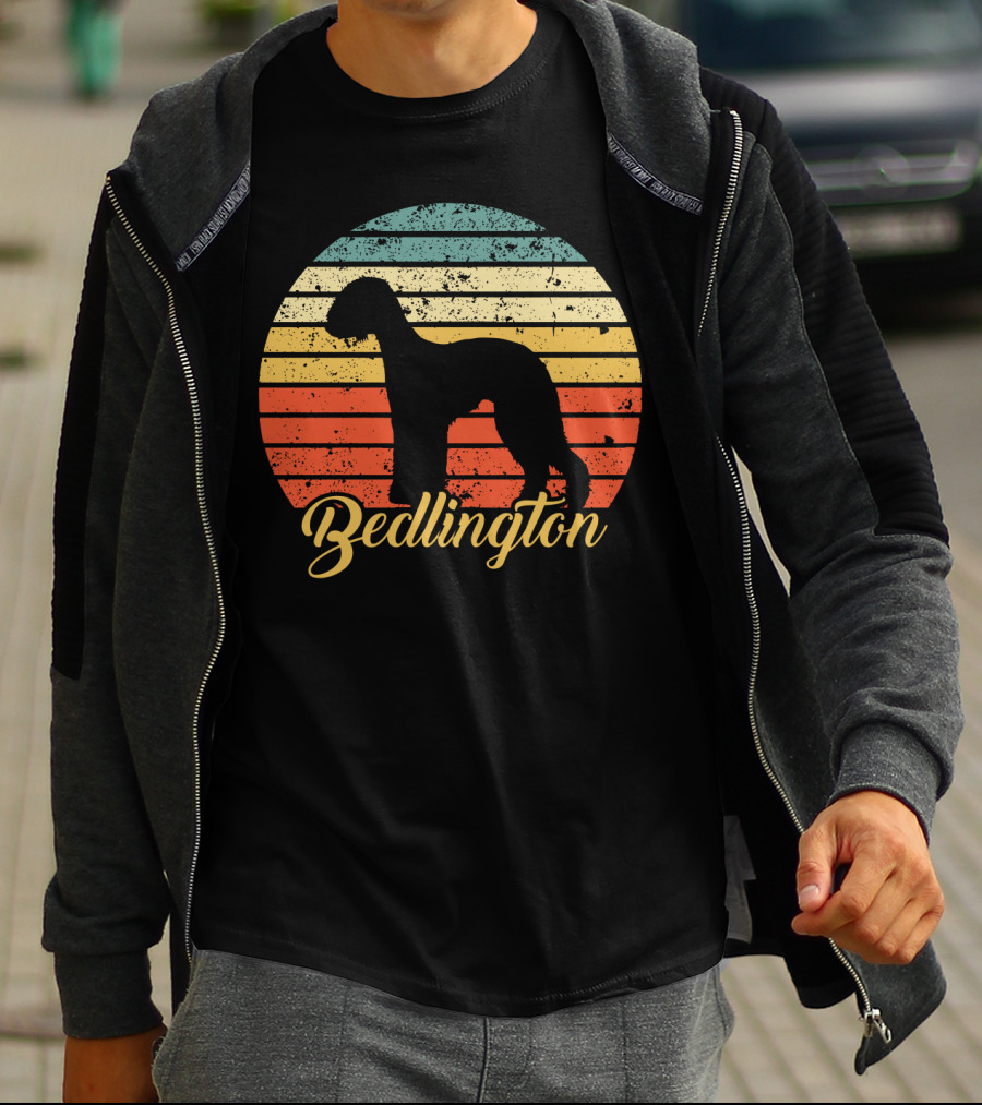 Retro Vintage Bedlington Silhouette Sunset T-Shirt