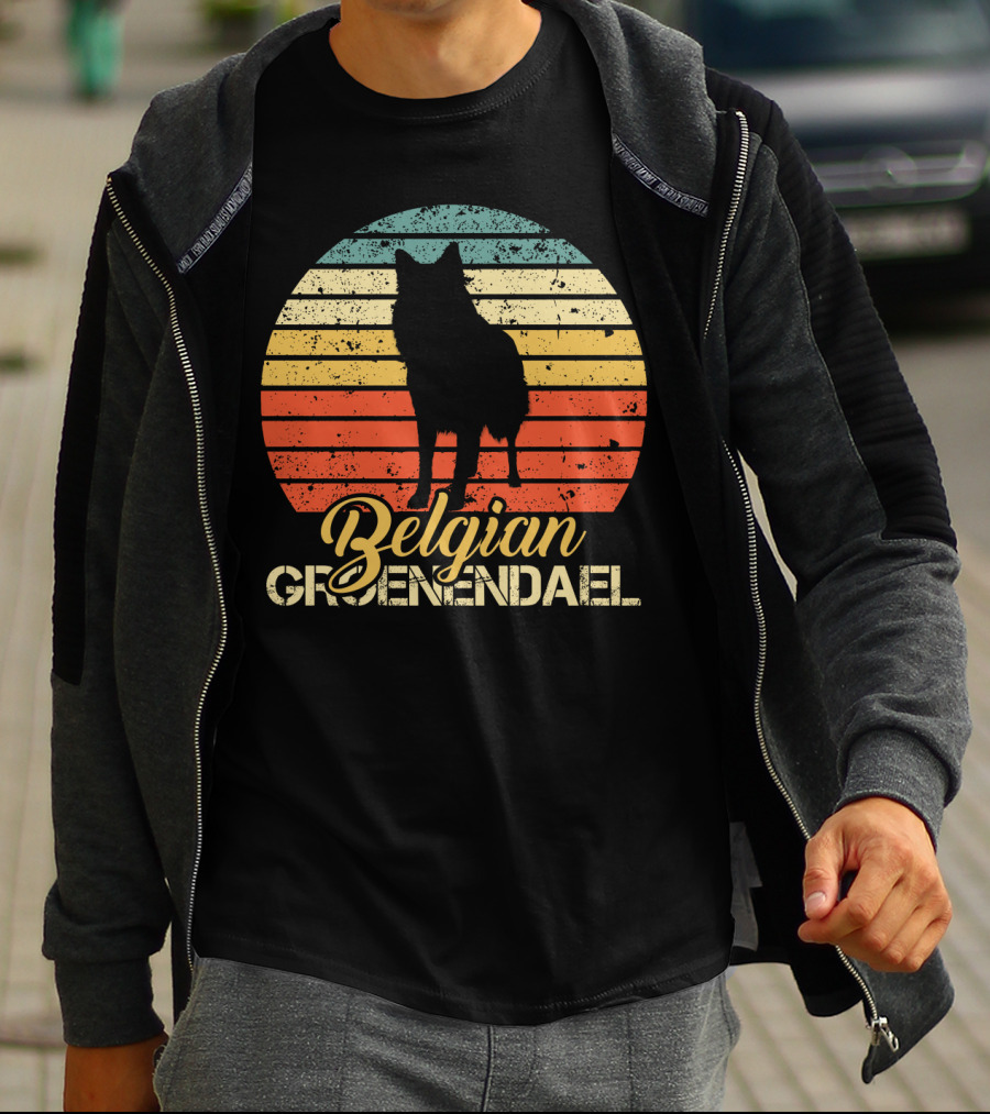 Vintage Style Retro Sunset Belgian Groenendael T-Shirt