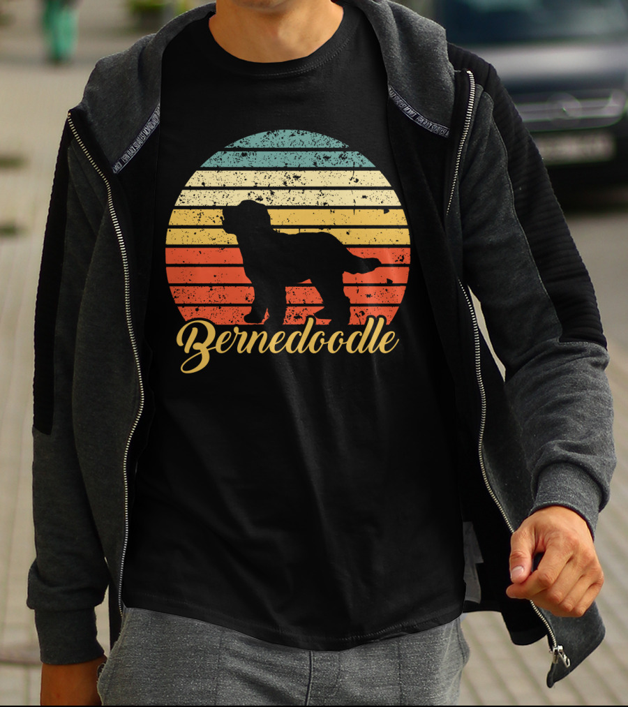 Retro Striped Bernedoodle T-Shirt