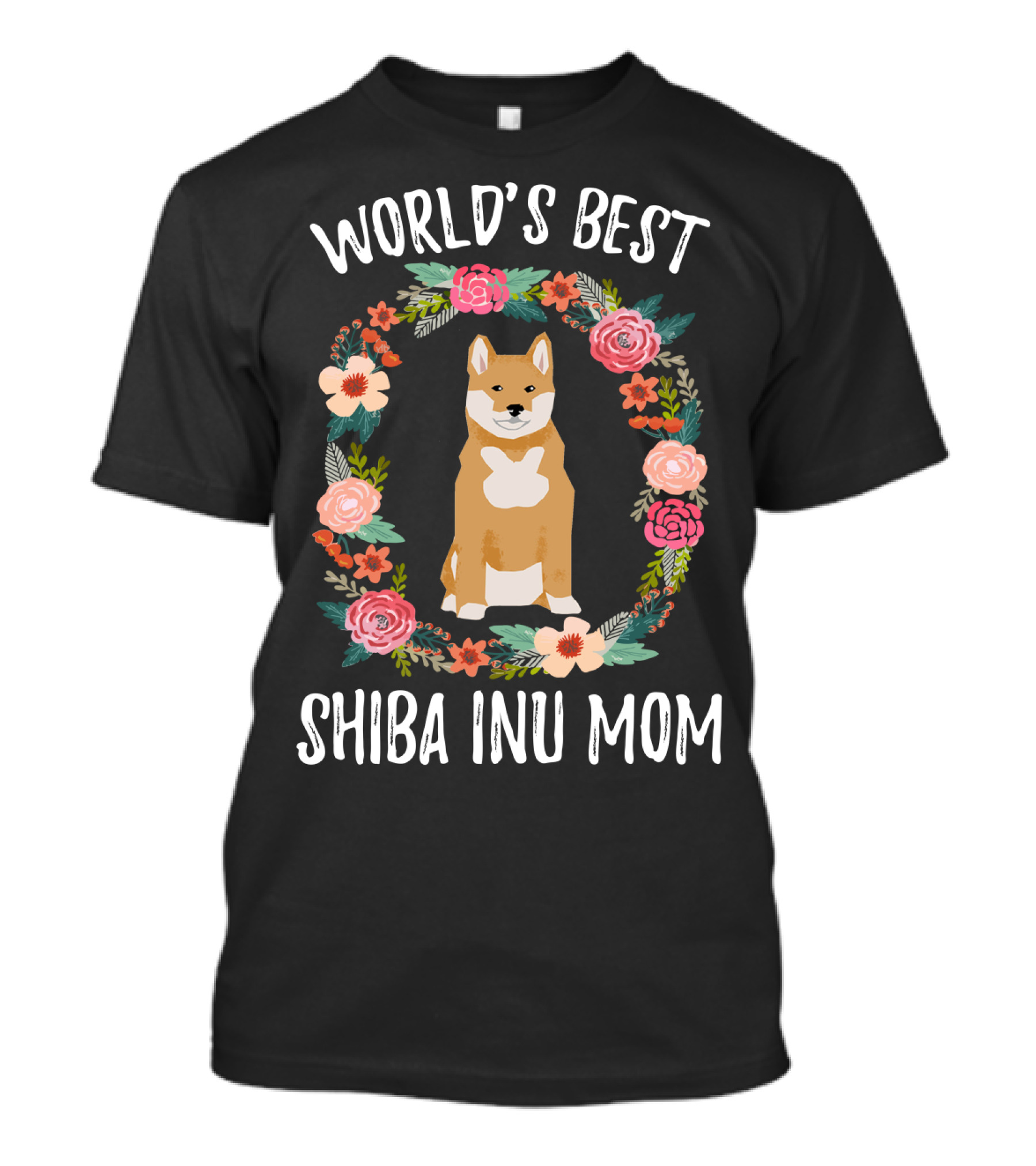 World's Best Shiba Inu Mom Floral T-Shirt