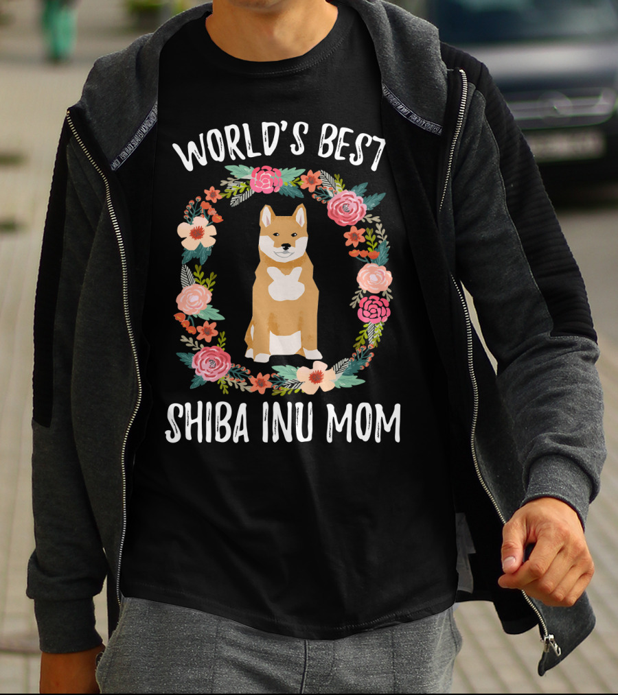 World's Best Shiba Inu Mom Floral T-Shirt