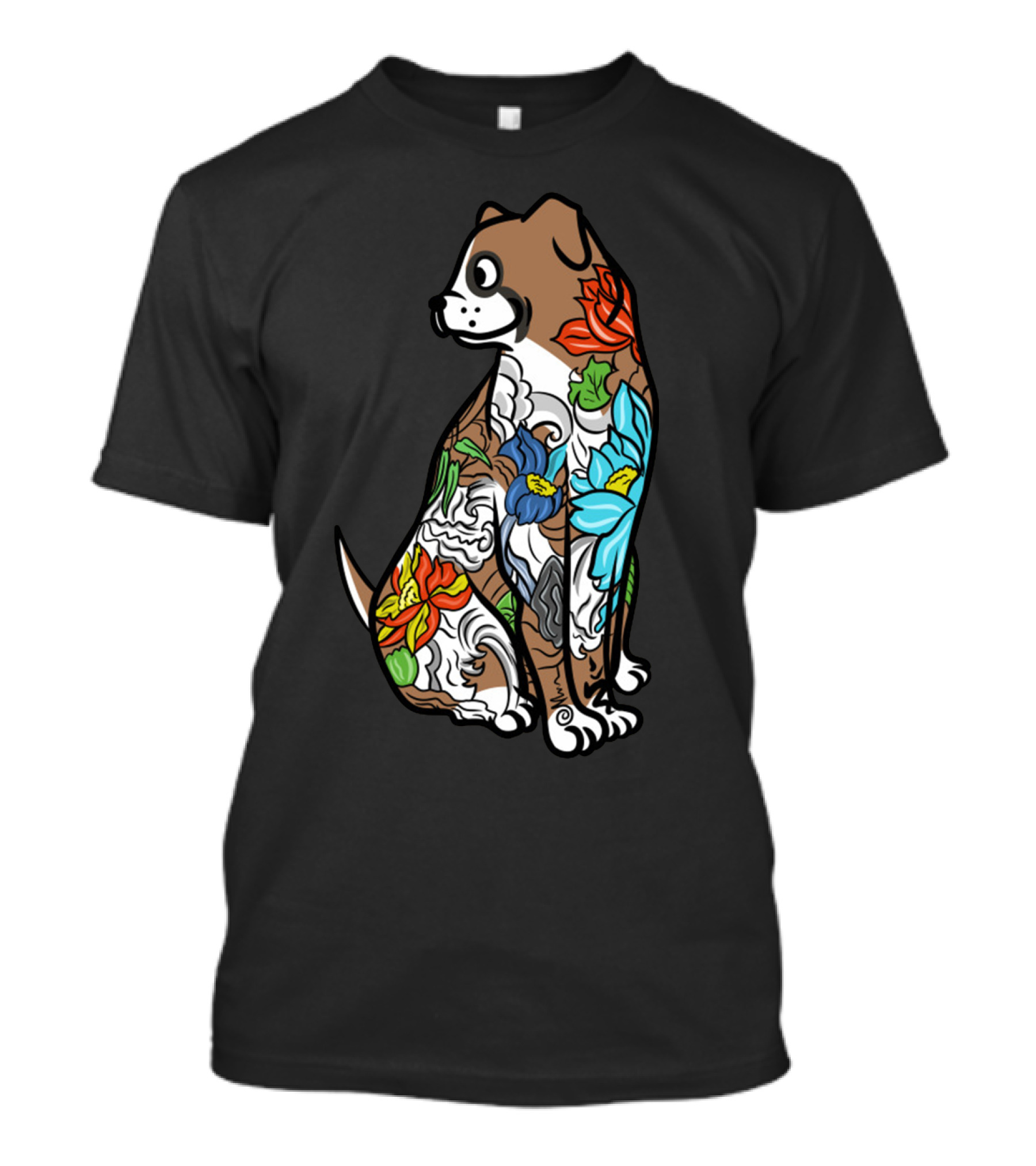 Boxer Tattoo Floral Colorful T-Shirt