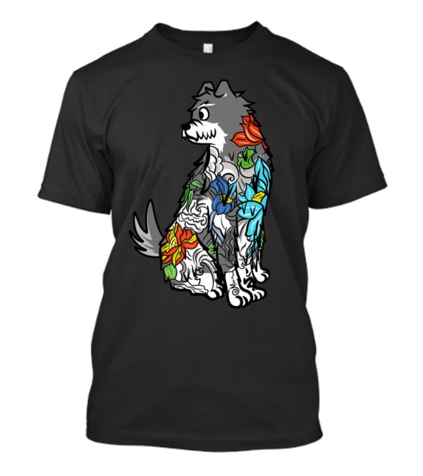 SCHNAUZER COLORFUL FLORAL TATTOO T-Shirt