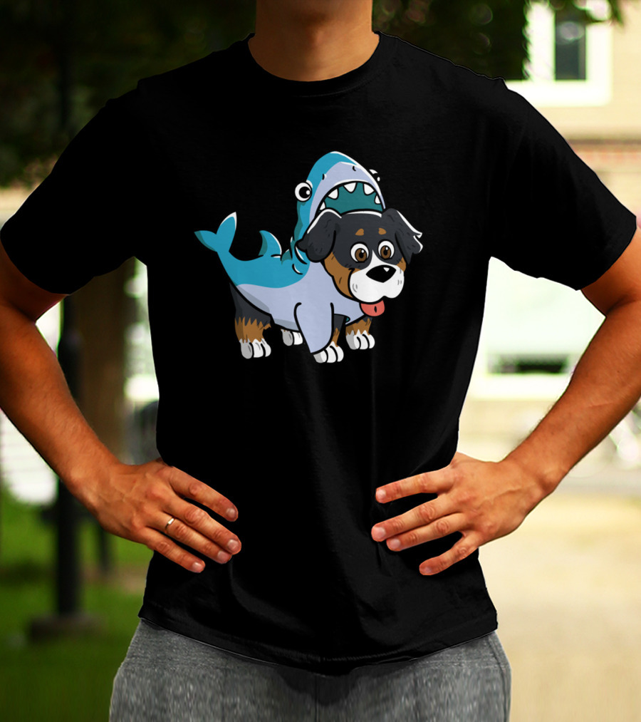 Bernese Mountain Dog In Shark Costume Fun T-Shirt