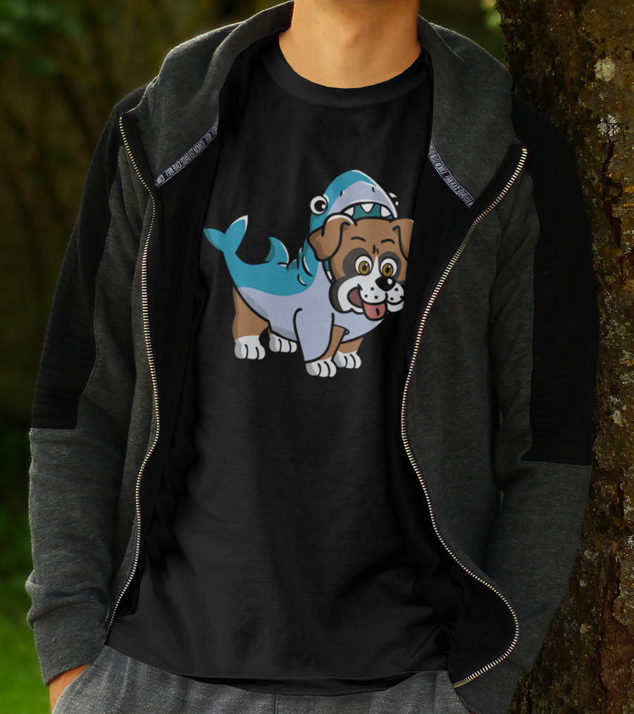 Friendly Boxer Dog In Shark Costume Playfully Walking T-Shirt