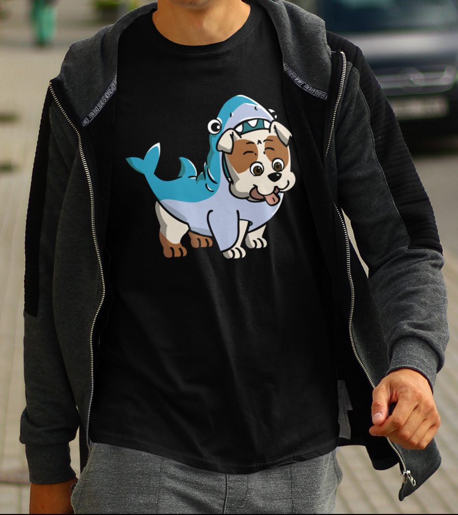 BULLDOG SHARK FUN COSTUME CARTOON T-Shirt
