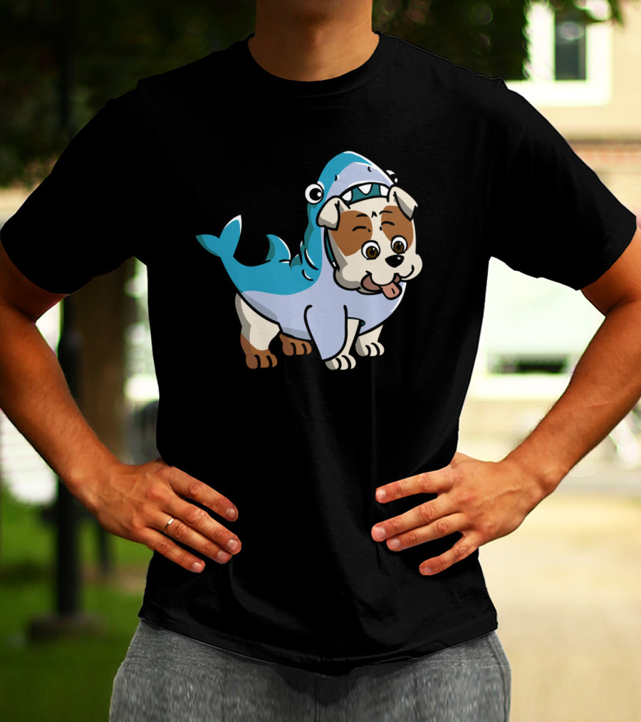 BULLDOG SHARK FUN COSTUME CARTOON T-Shirt